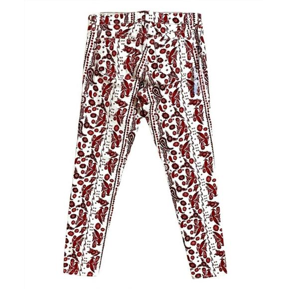 NEW REBECCA MINKOFF women's bleecker bird print skinny jeans in red, white - Picture 2 of 4